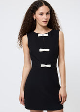 FRENCH CONNECTION AZRA TWILL BOW MINI DRESS